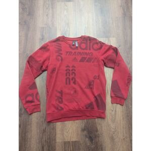 Adidas Sweatshirt Mens M Post Game Allover Print‎ Crewneck Pullover Athletic Red